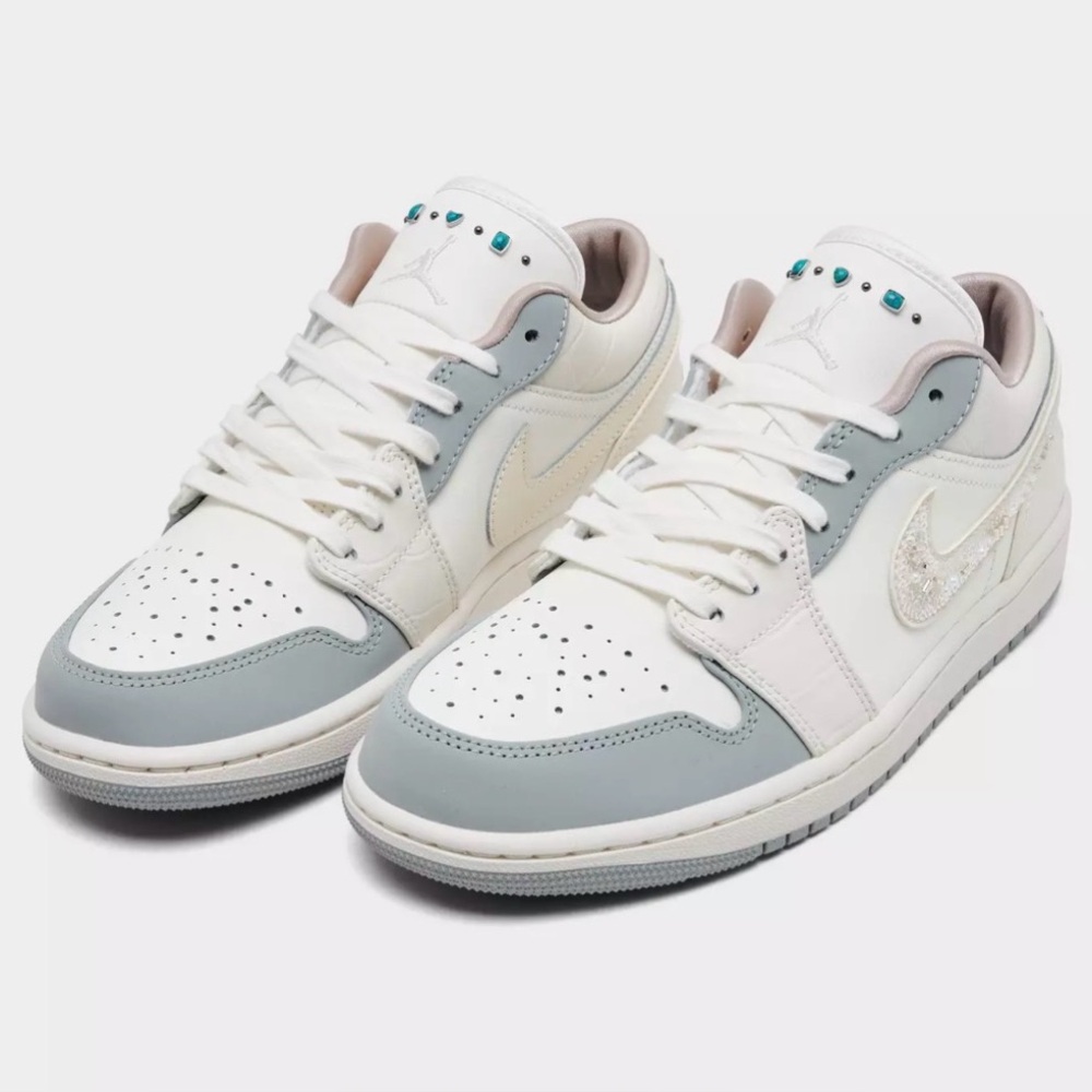 Nike Air Jordan 1 Low White and Gray Sneakers